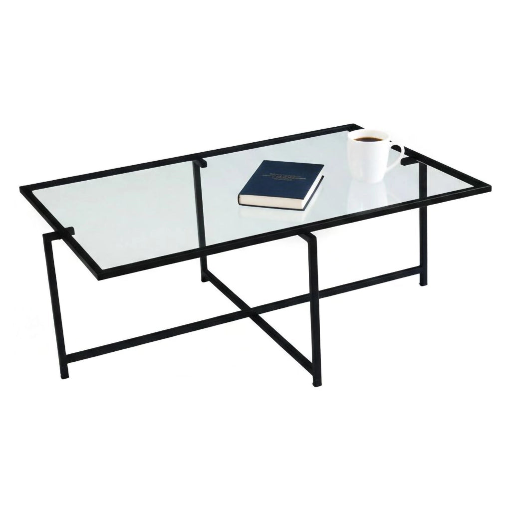 Anna, Tavolino da Salotto Resistente All'appannamento, 94x64x35h cm Nero