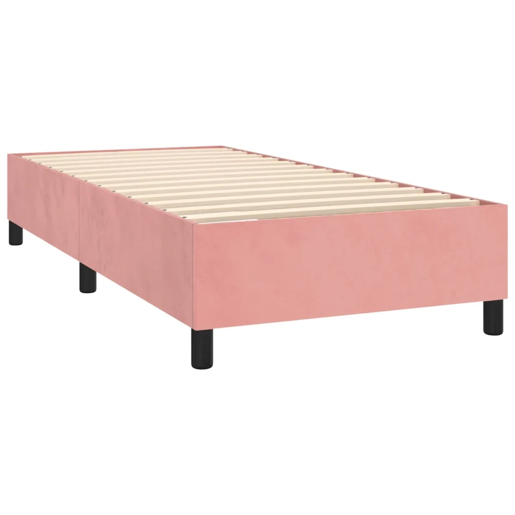 Letto a Molle con Materasso e LED Rosa 90x190 cm in Velluto 3139600