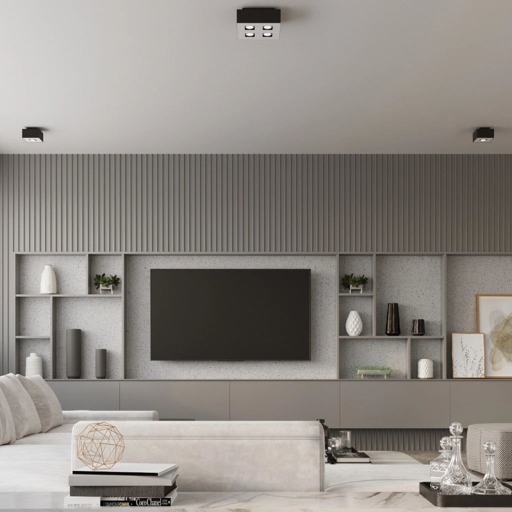 Lampada da soffitto a LED GU10 a 3 luci mono zaffiro blu rettangolare in acciaio