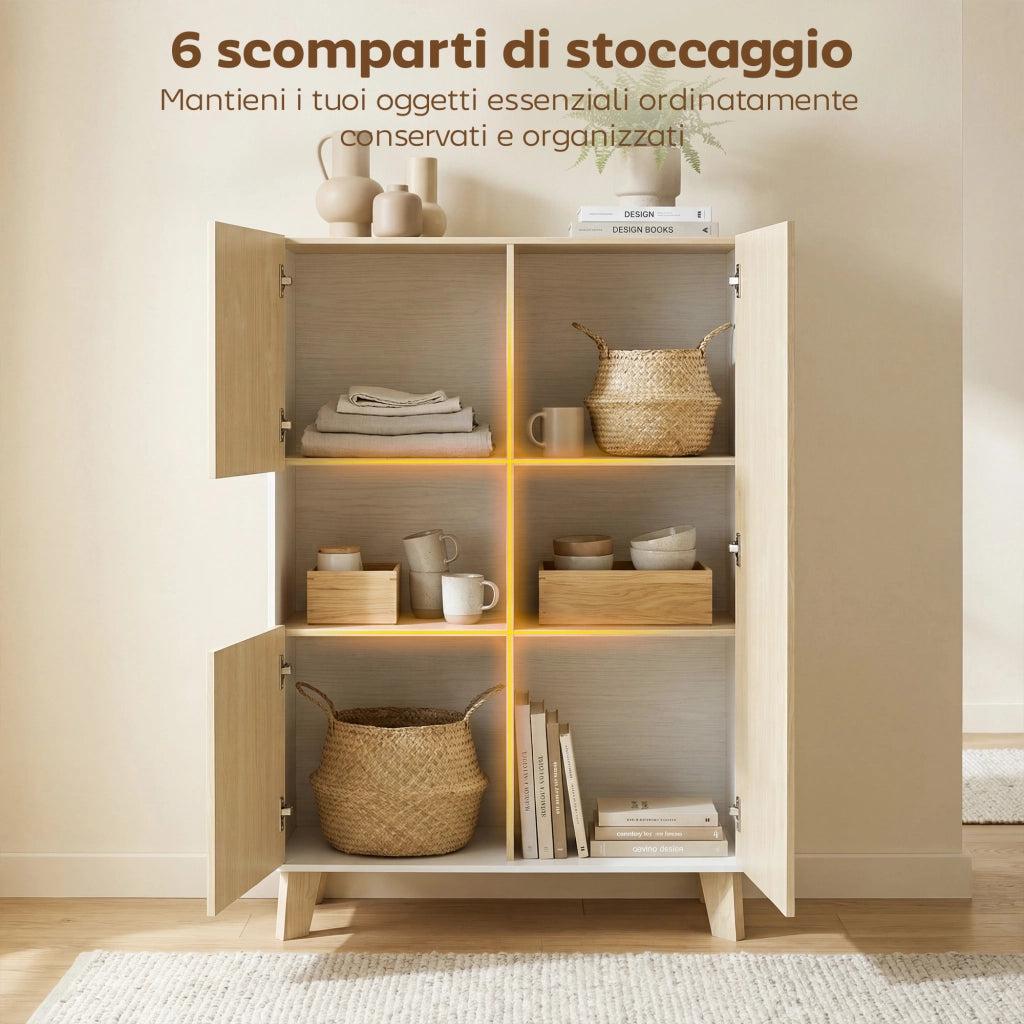Credenza ¨C Minimal ¨C Bianco e Legno 120x40x90