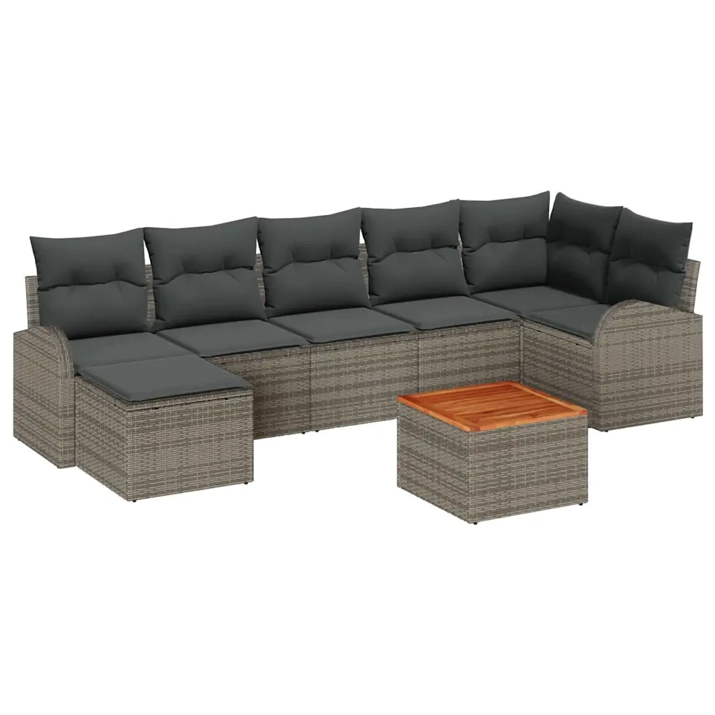 Set Divano da Giardino 8 pcs Grigio polyrattan