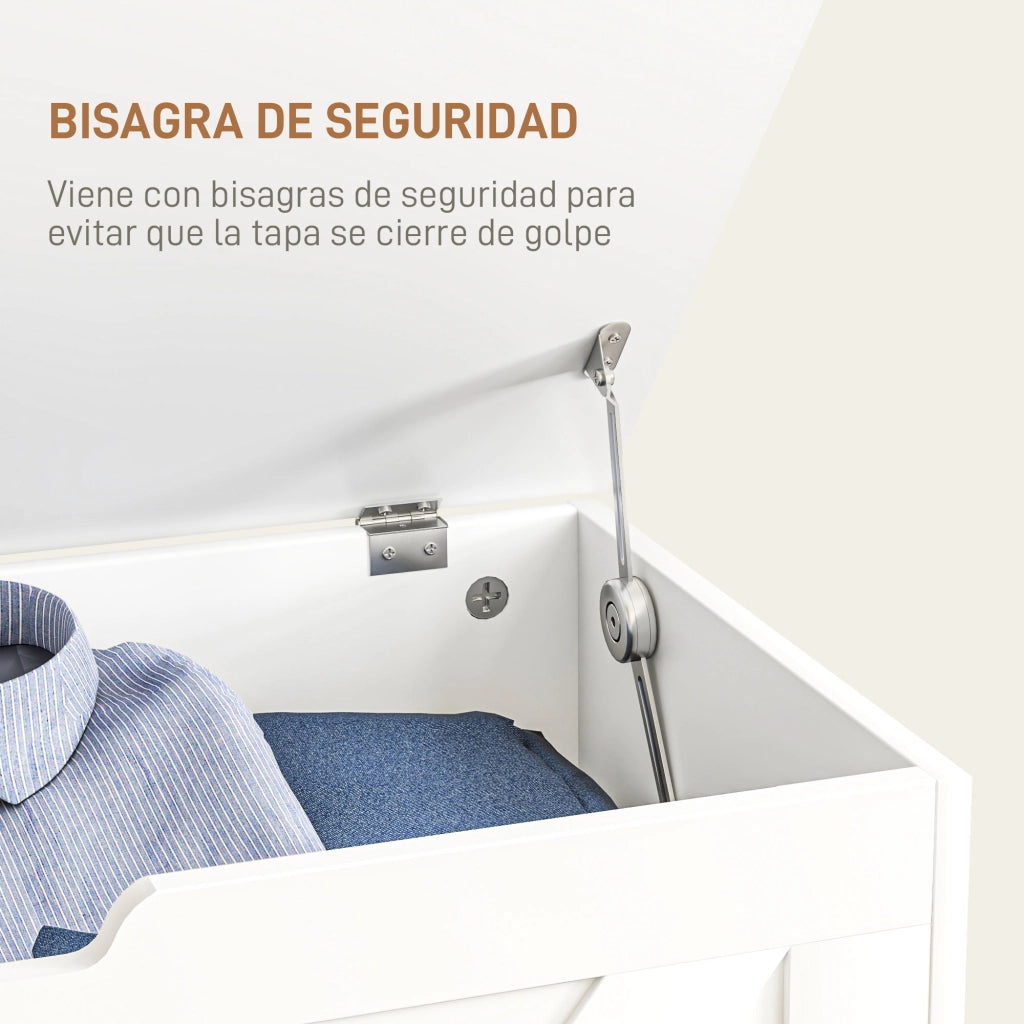 Baule Contenitore per Camera da Letto con Coperchio ¨C Minimal ¨C 80x40x45 cm Bianco