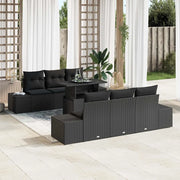 Set di divani con cuscino 7 pcs Nero polyrattan 3349109