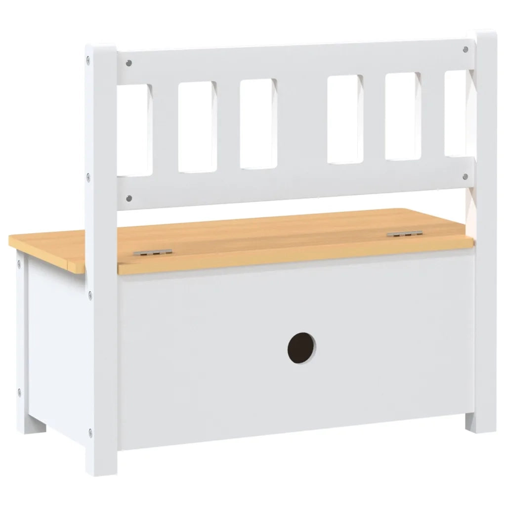 Cassapanca-Baule-Mobile di Stoccaggio per Bambini Bianca e Beige 60x30x55 cm in MDF