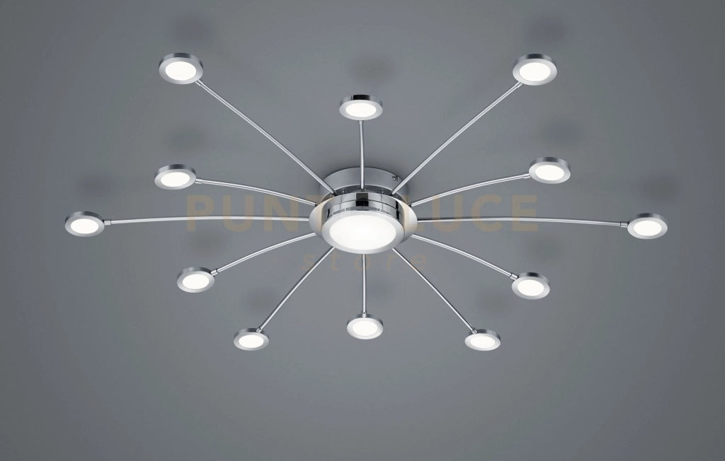 BODRUM PLAFONIERA LED CROMATA 12 LUCI + 1 CON TELCOMANDO CALDA-FREDDA D. 100 2,2W 12x 250lm 3000 - 6500K DIMMERABILE