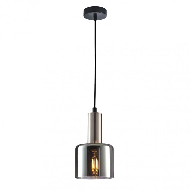 Italux Santia lampada a sospensione nera/argento Ø12 E27