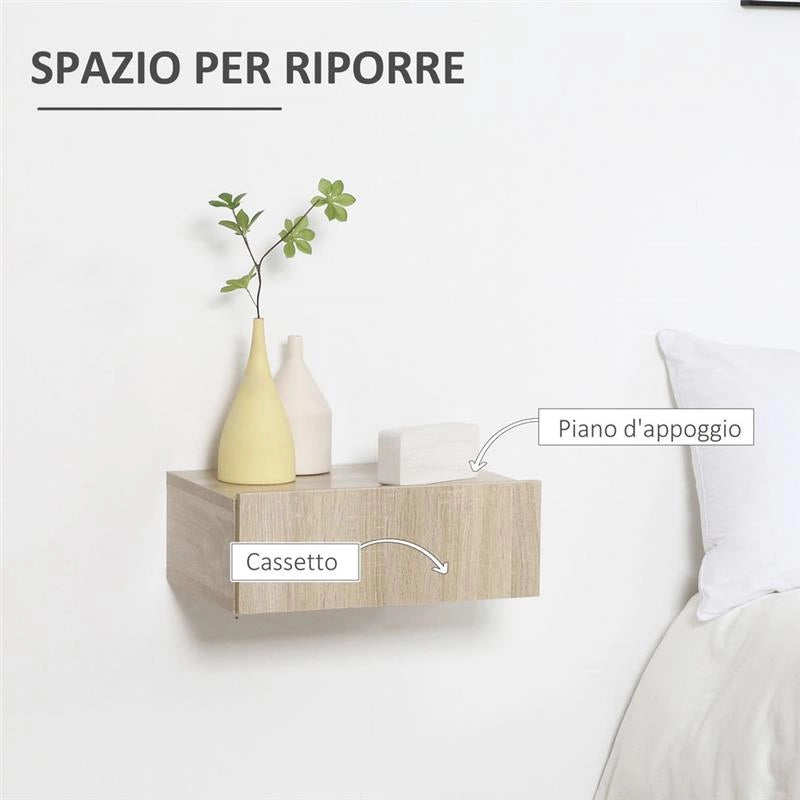 SET 2 COMODINI SOSPESI IN LEGNO COLORE LEGNO