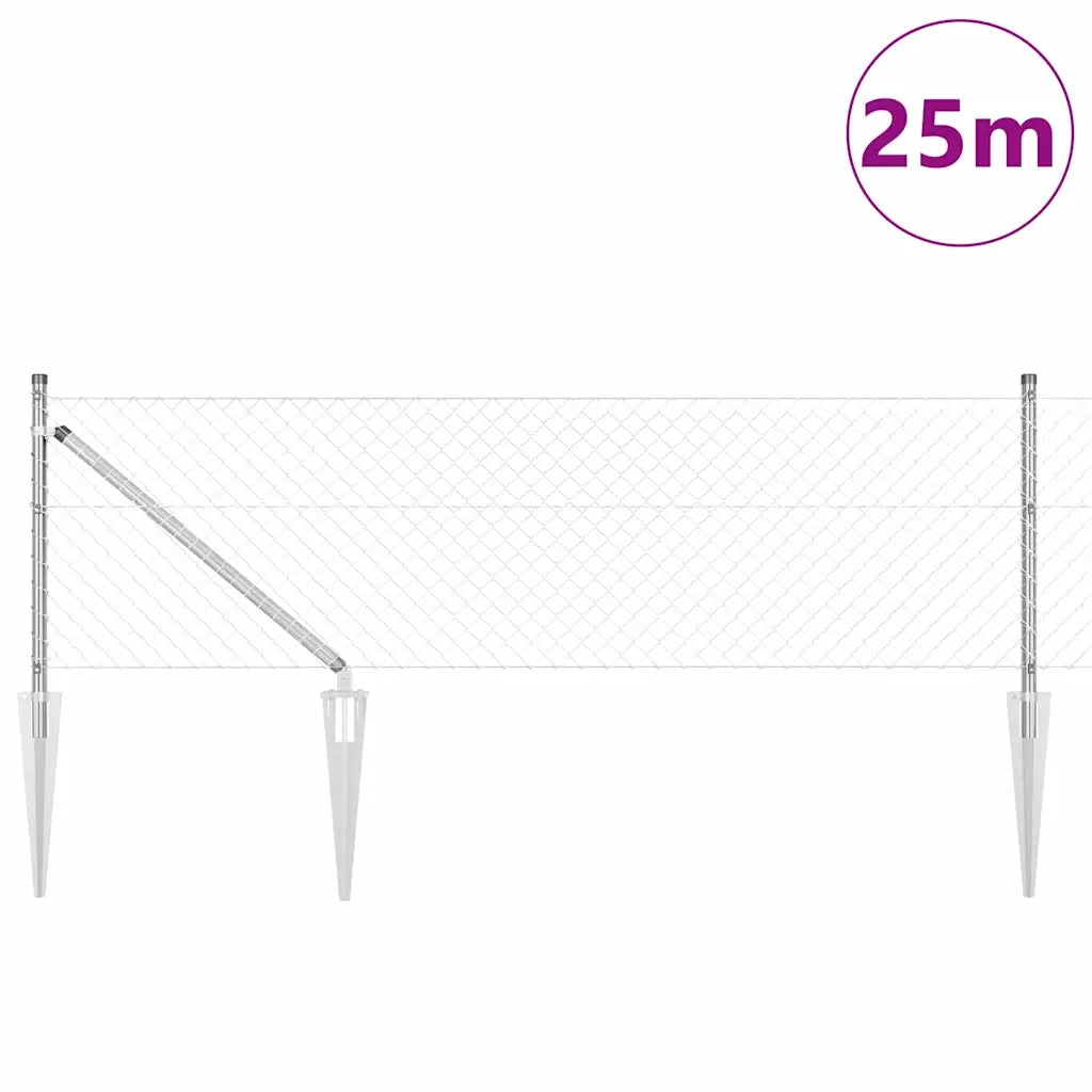 Palo della recinzione | Pannello per recinzione Argento 25 x 0,6 m (maglie 40 x 40 mm)