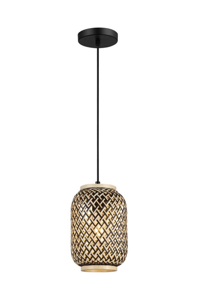 Sospensione Rabalux Adalla E27 1 luce nero opaco rattan