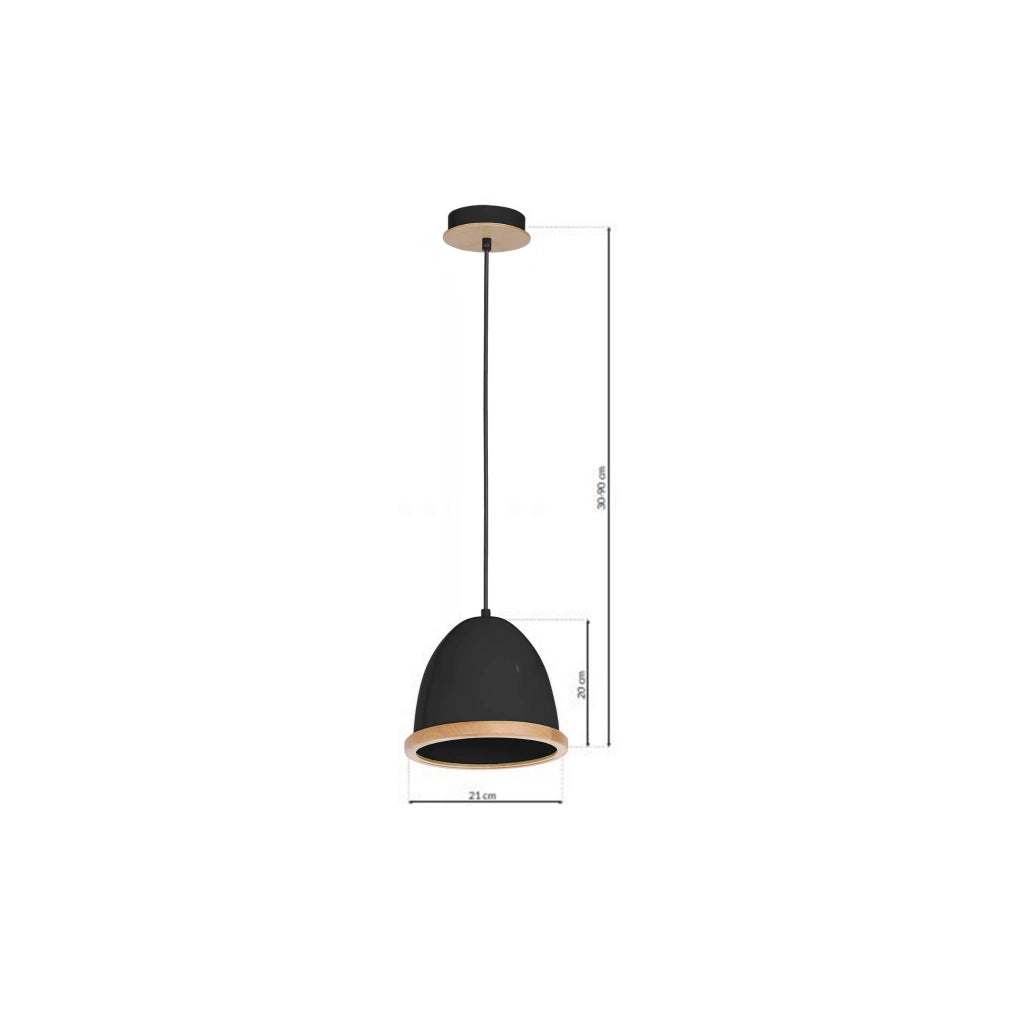 Lampada a sospensione Milagro Studio E27 Ø21 nera legno