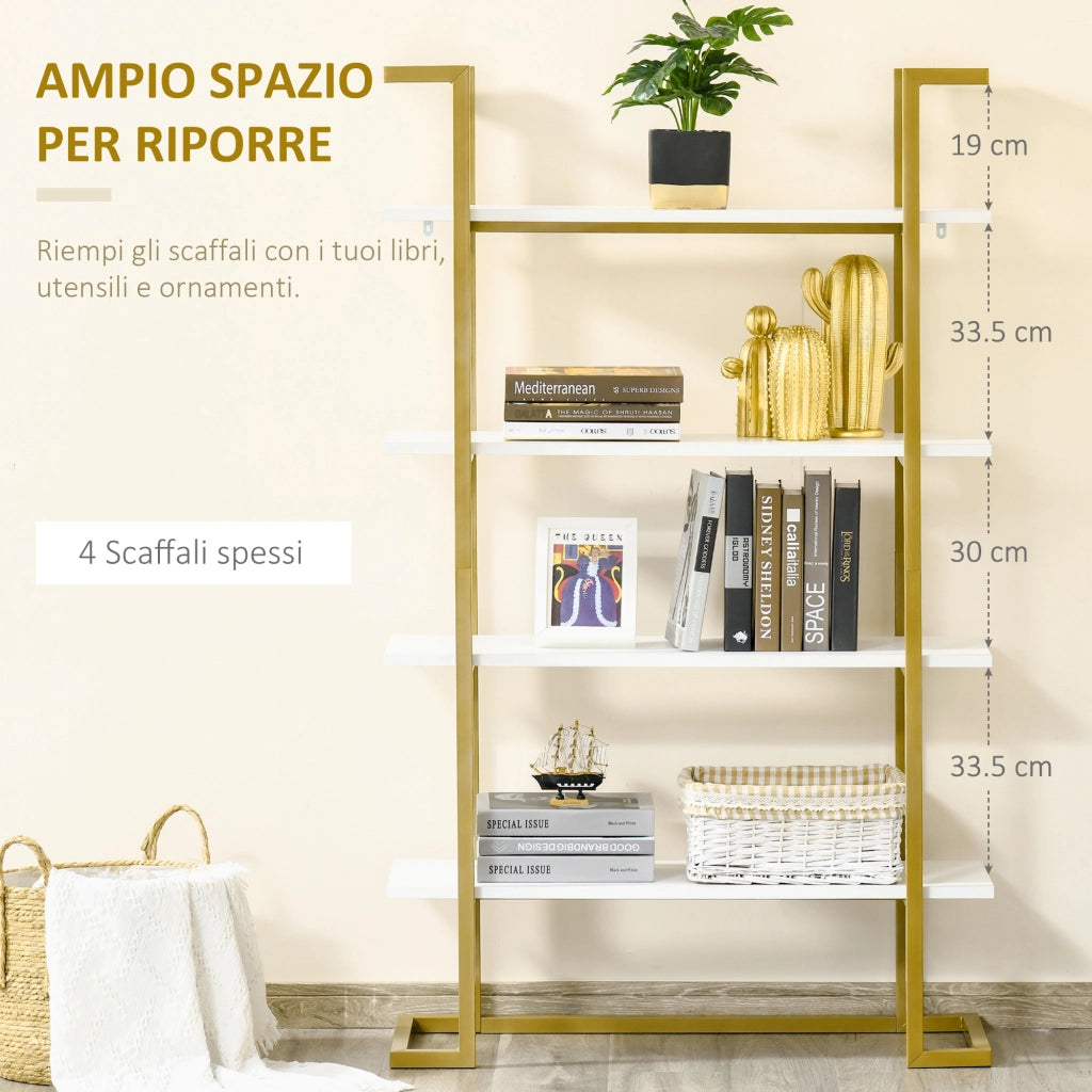 Easycomfort Mobile Libreria a 4 Livelli Rialzato e Multiuso, in MDF e Acciaio, 92x35x152cm