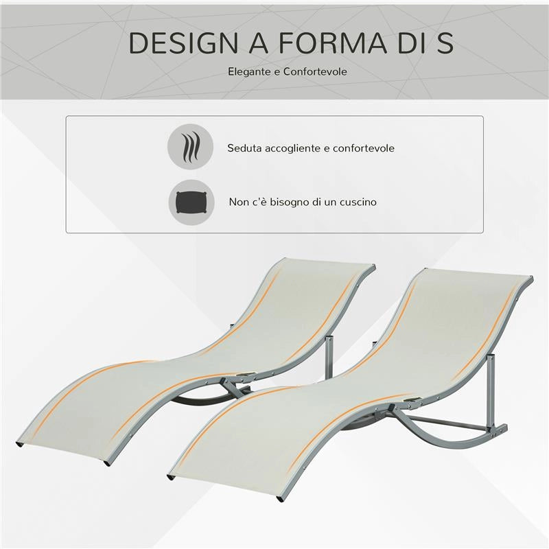 SET 2 SDRAIO DA GIARDINO PIEGHEVOLI 61 X 165 X 63 CM COLORE BEIGE
