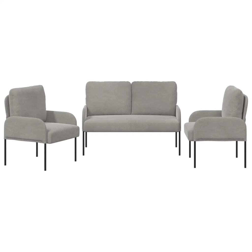 Set divani con cuscino 3 pcs Grigio chiaro 115 x 56 x 80 cm 3406217