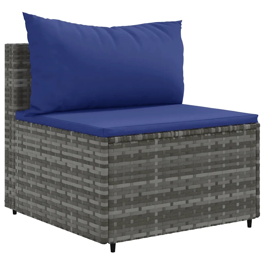 Set Divani da Giardino 7 pz con Cuscini in Polyrattan Grigio 3308183