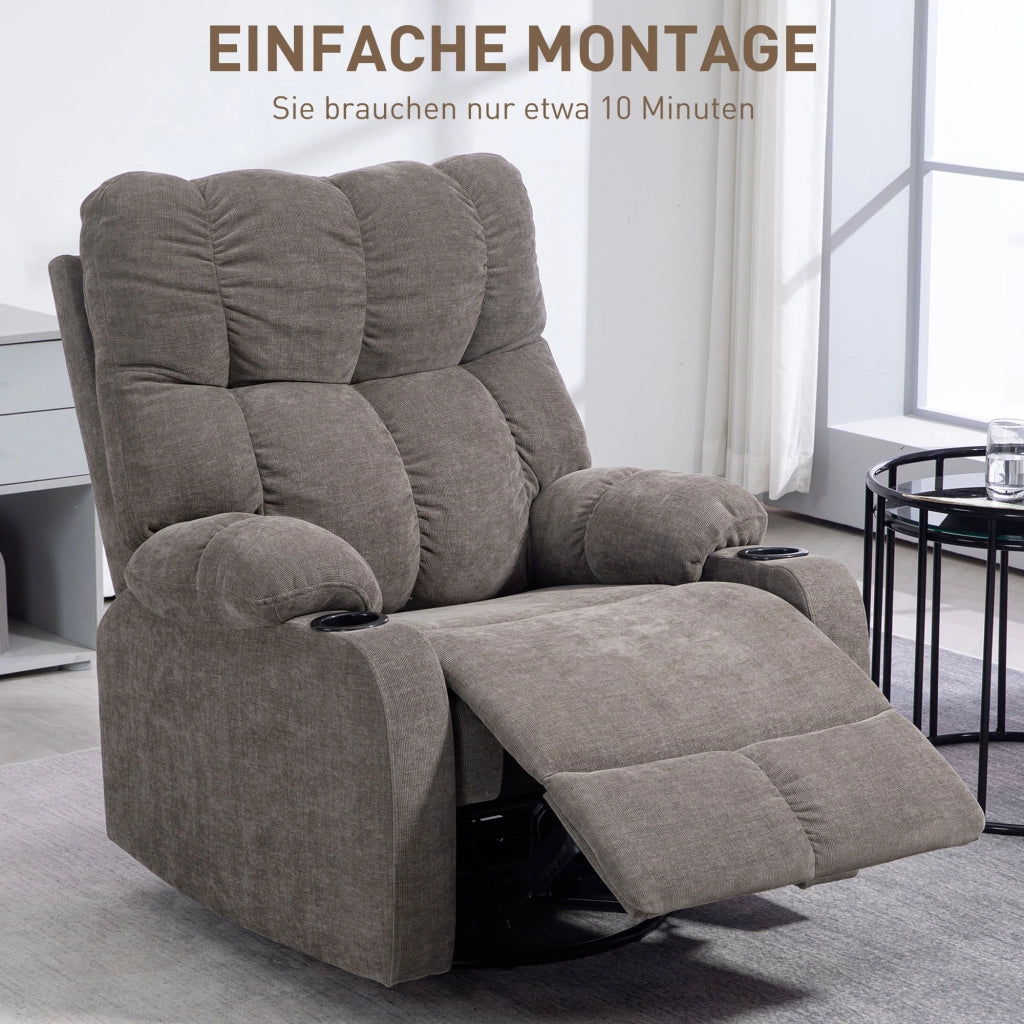Poltrona relax girevole con poggiapiedi ¨C Minimal ¨C beige chiaro 88x96x108