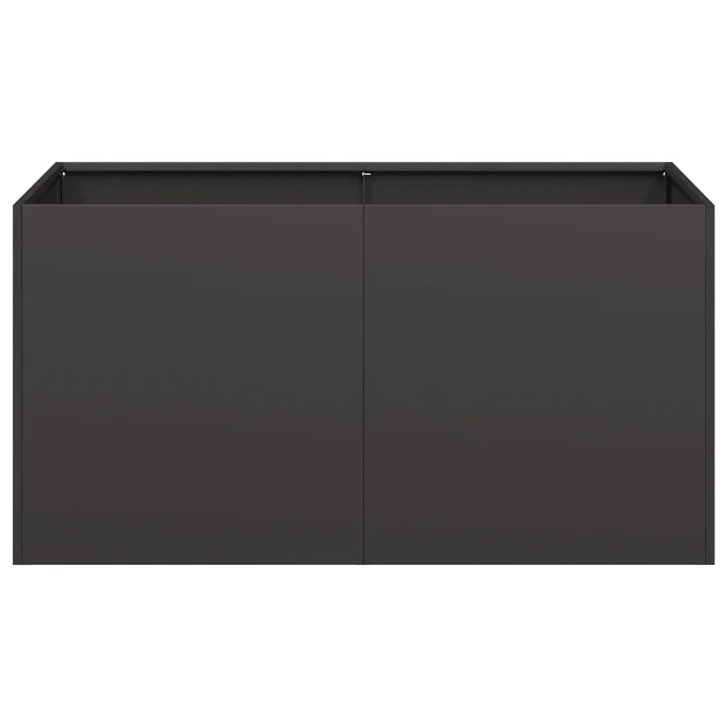 Fioriera moderna da esterno con fondo aperto 80 x 40 x 40 cm stabile e decorativa realizzata in acciaio laminato a freddo nero 02_0051457