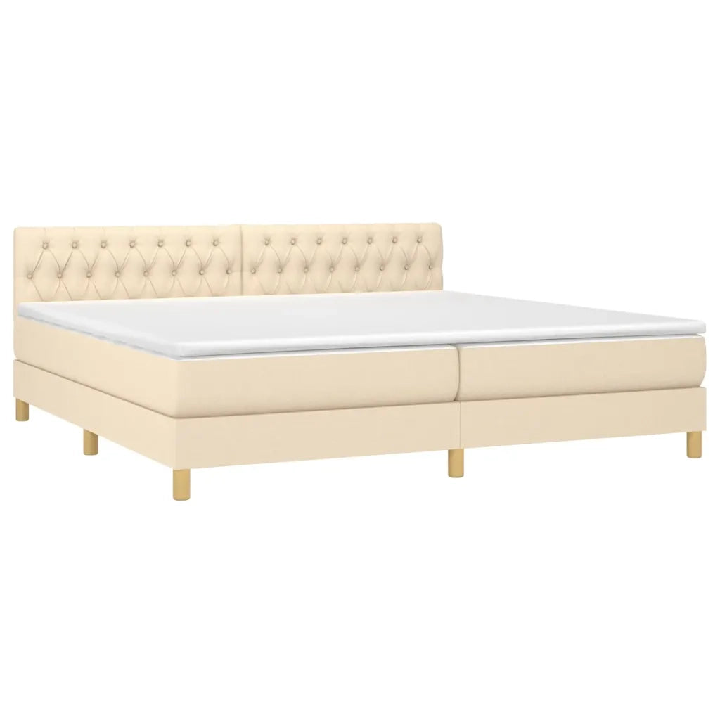 Letto a Molle Materasso e LED bianco 200x200cm in Tessuto
