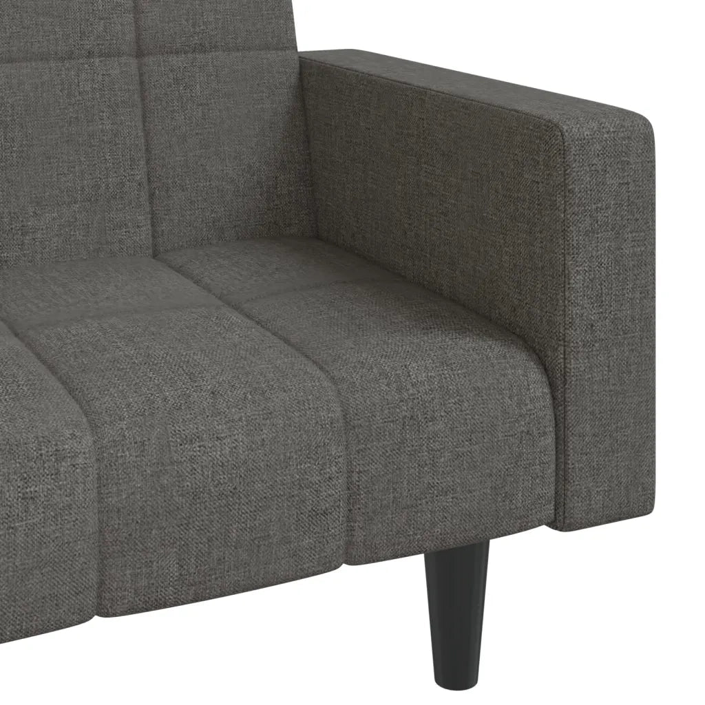 Divano letto | Sof¨¤ letto | Letto singolo a 2 Posti con 2 Cuscini Grigio Scuro in Tessuto
