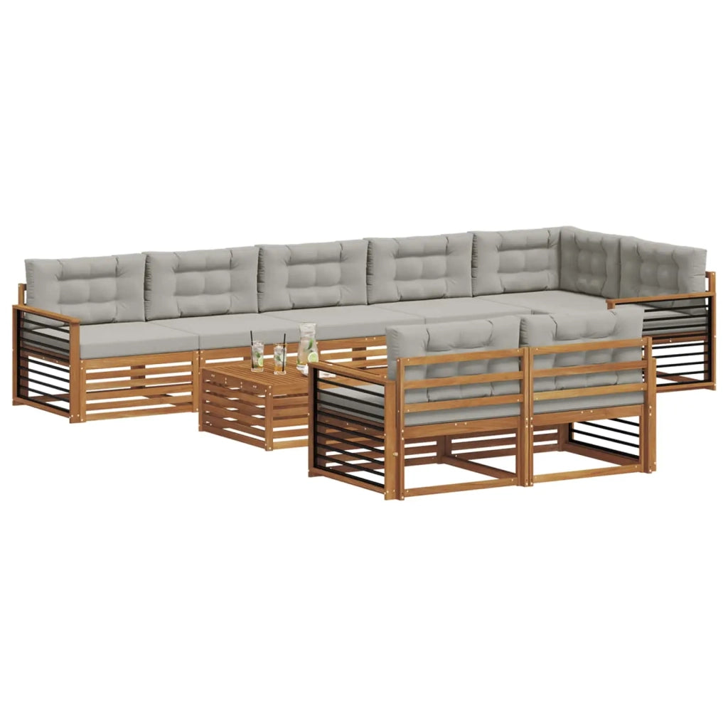 Set di divani da esterno 9 pcs Grigio Naturale e Chiaro 3373711