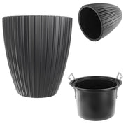 Vaso da fiori KADAX da 40 cm con coperchio e inserto, in plastica nera.