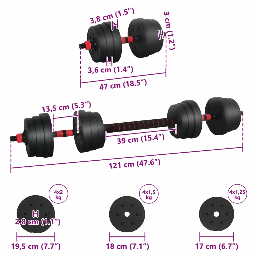 Set Manubri e Bilanciere 2-in-1 20 kg Nero e Rosso CFW3366902