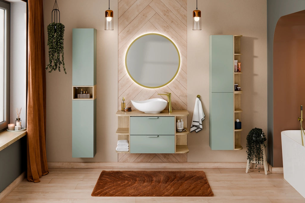 Set mobili bagno 120 cm con piano Aster Green 120 cm