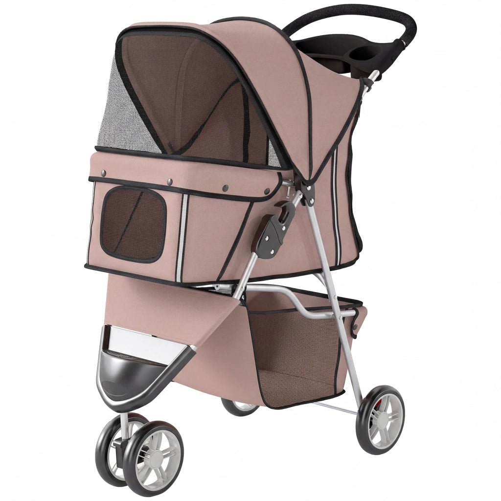 Carrello per Cani 4 Ruote ¨C Minimal ¨C 77x44x102cm, Colore Caff¨¨