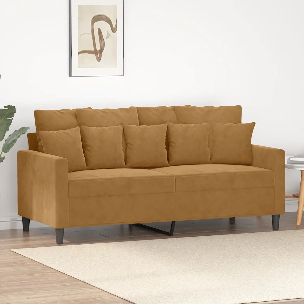 Divano a 2 Posti-Sofa 2 Posti Marrone 140 cm in Velluto 221616