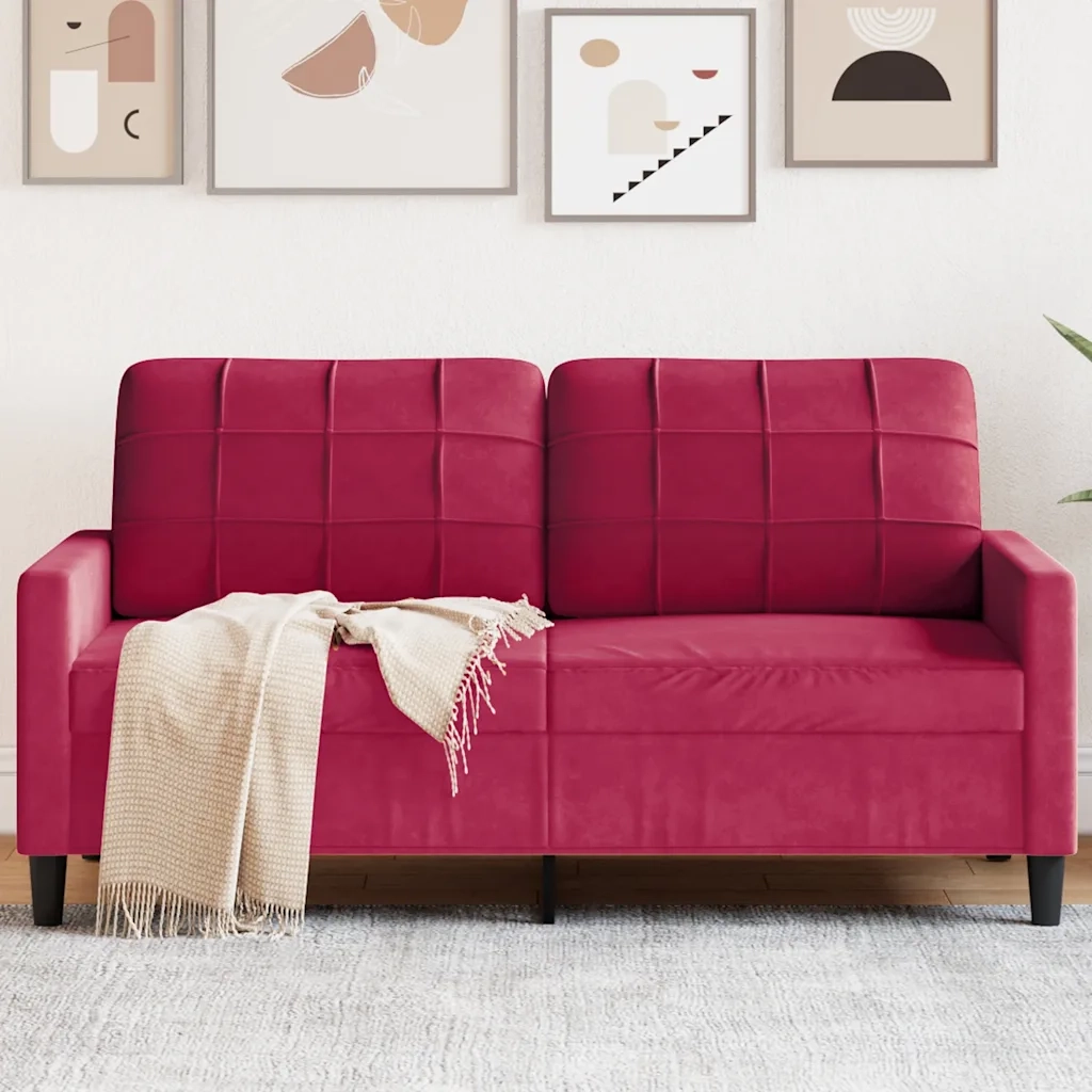 Divano a 2 Posti-Sofa 2 Posti Rosso Vino 140 cm in Velluto 315938