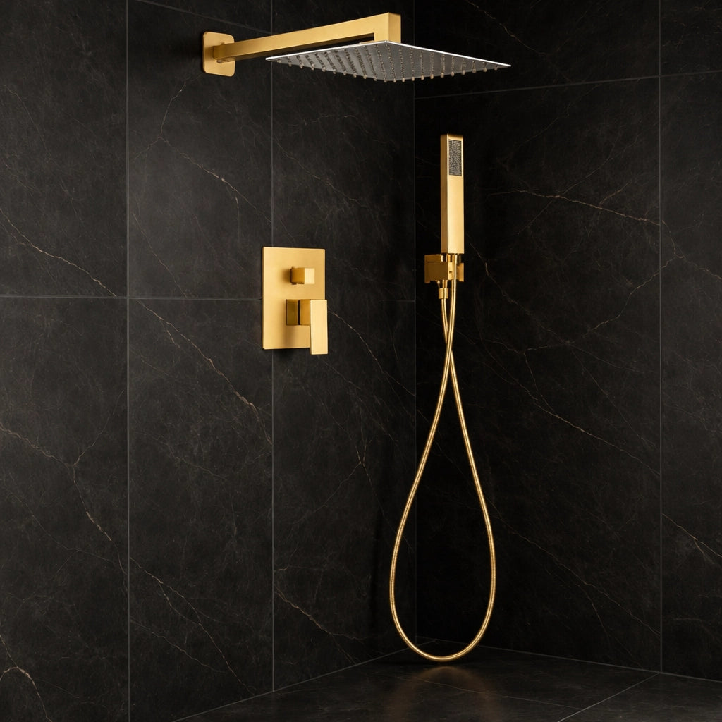 Soffione Set Doccia Incasso 25cm A 2 Vie Oro Soffione Doccetta Completo 87894