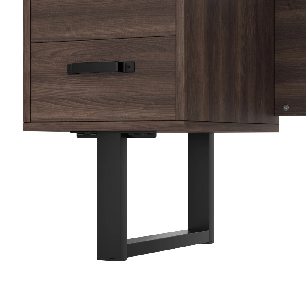SCRIVANIA da Ufficio 135x54 cm MDF e Metallo Marrone Scuro e Nero