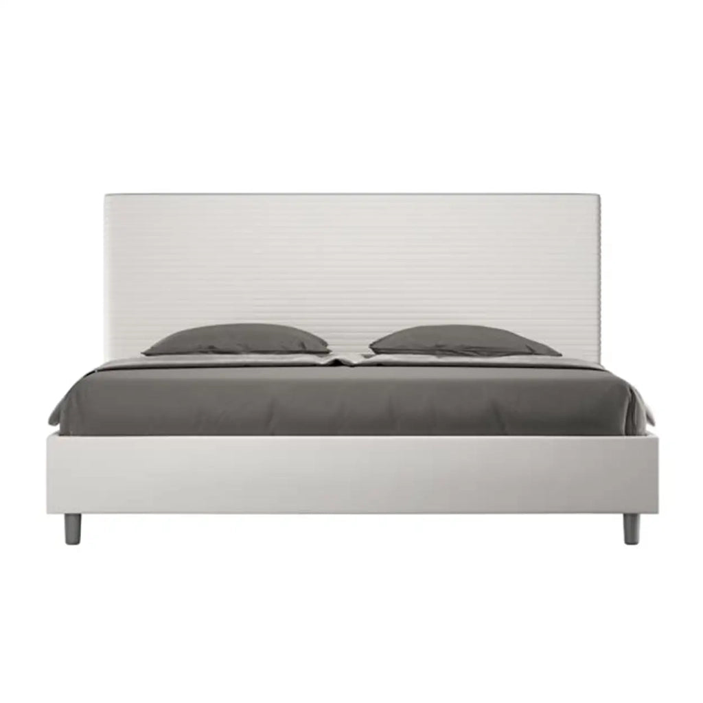 Letto senza rete imbottito 180x210 similpelle bianco Focus
