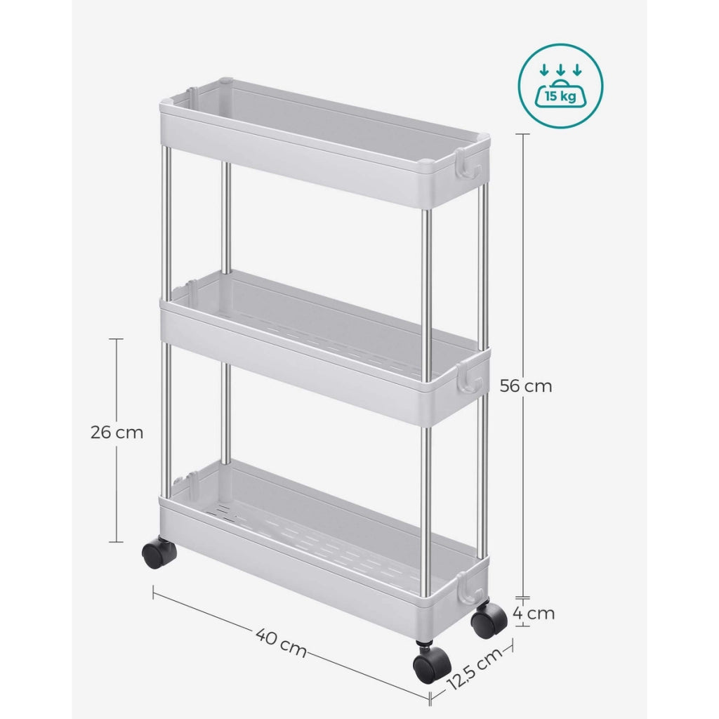 Carrello salvaspazio Slim con 3 ripiani e ruote
