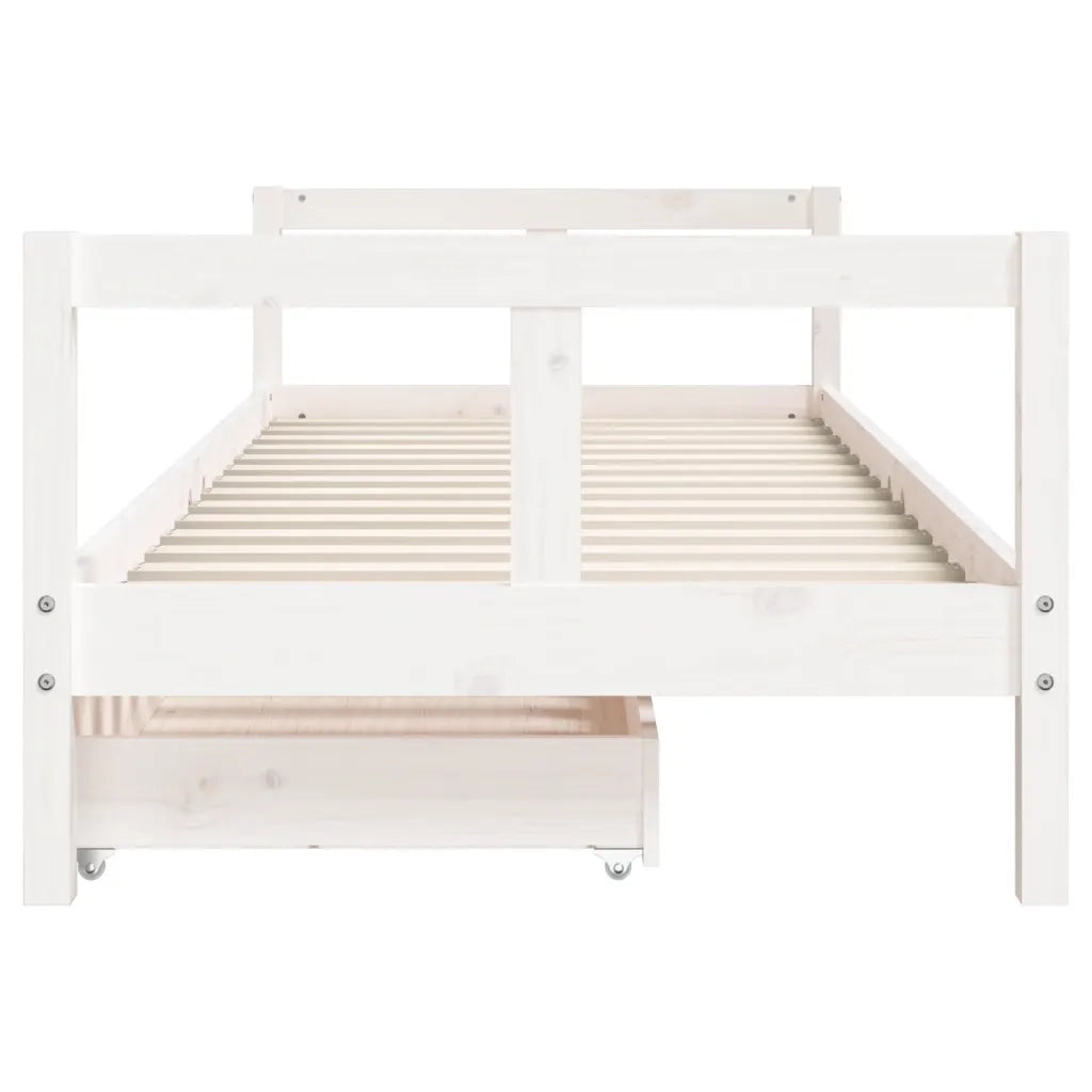 Giroletto Bambini con Cassetti-Struttura Letto Bambini Bianco 80x200cm Massello di Pino 703650