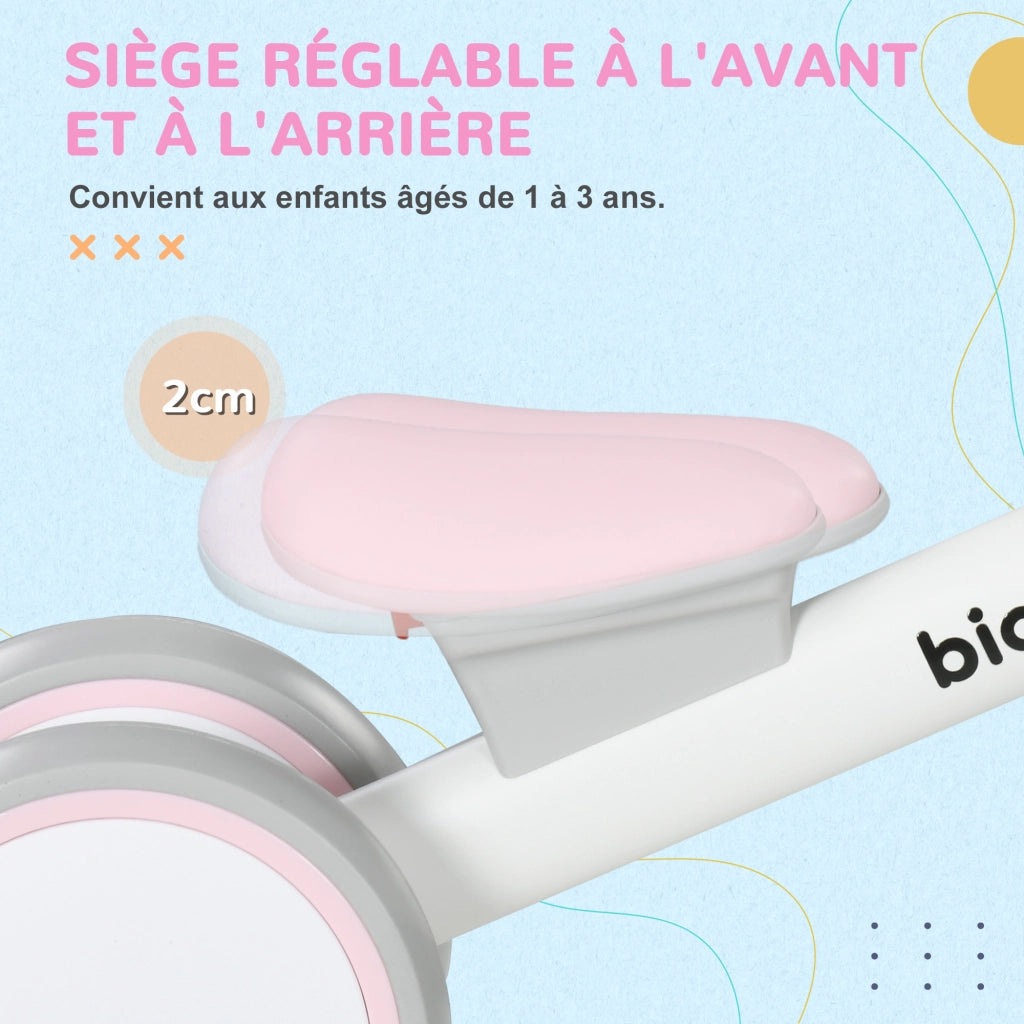 Bicicletta Senza Pedali Bambini 4 Ruote ¨C Minimal ¨C Grigio Bianco Rosa