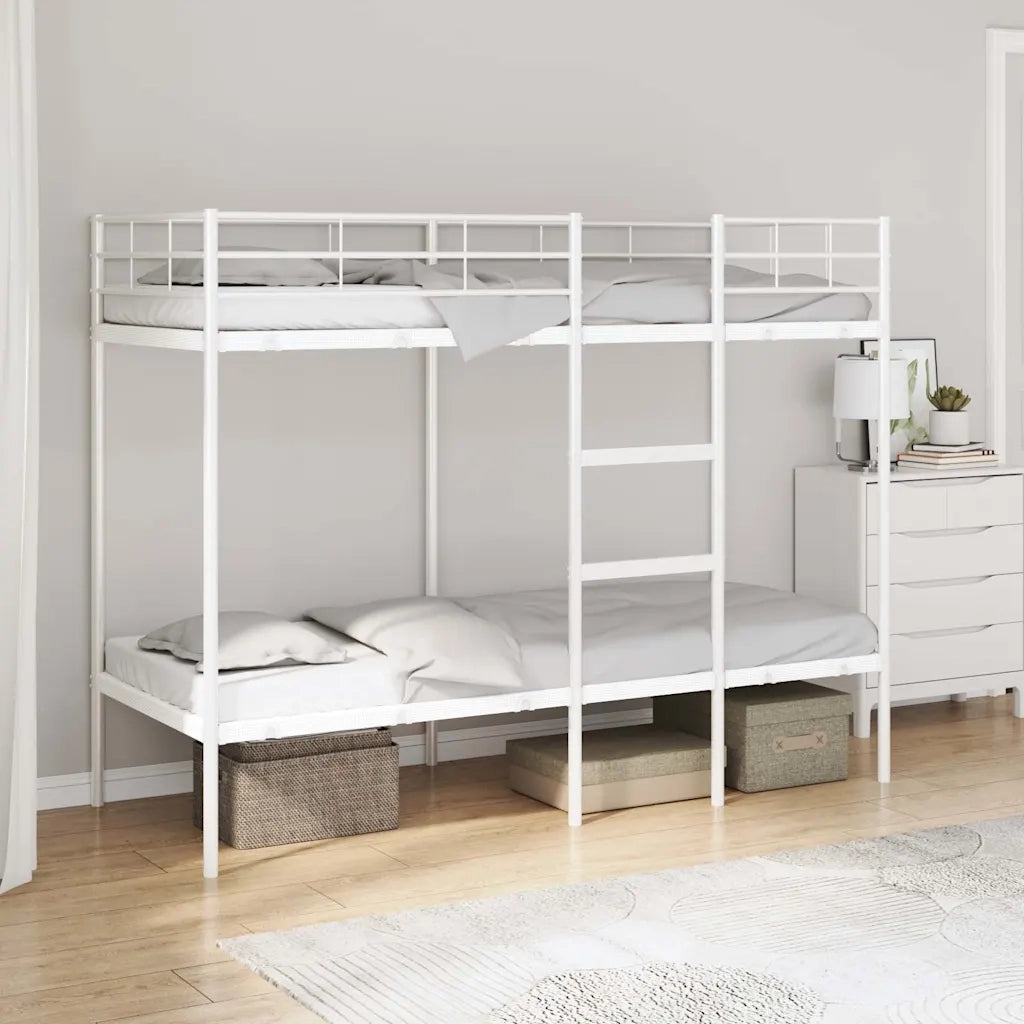 Letto a Castello senza Materasso Bianco 75x190 cm in Acciaio 42000326