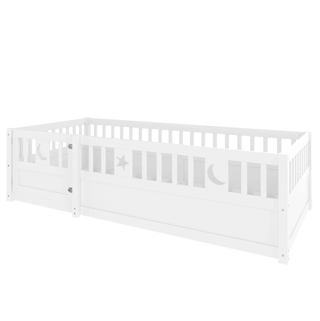 Letto per bambini 90 x 190 cm con sponde di sicurezza, bianco