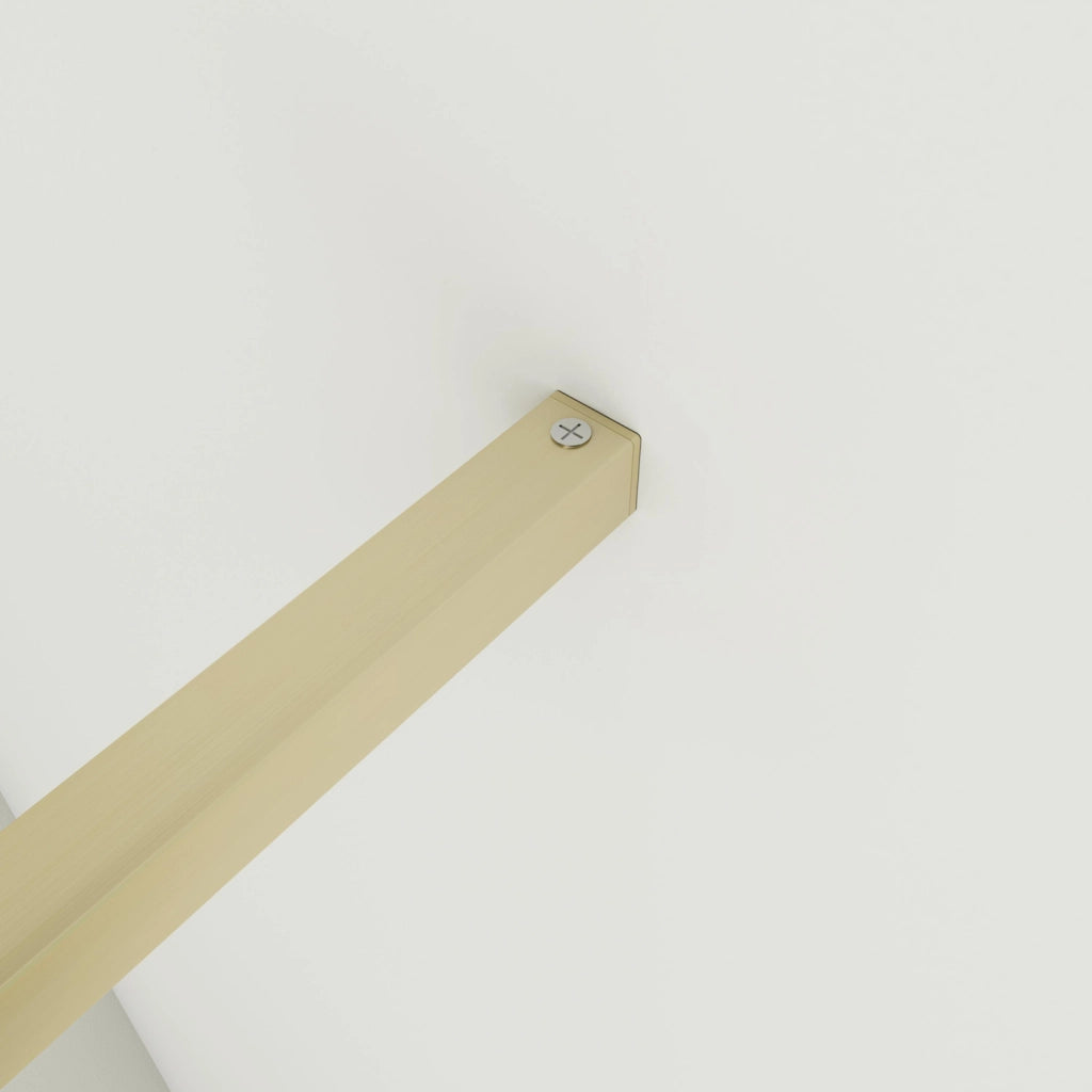 Box Doccia Walk In 80x200 cm Parete Fissa Vetro 10 mm Trasparente Anticalcare Oro Spazzolato Barra Stabilizzatrice 140 cm