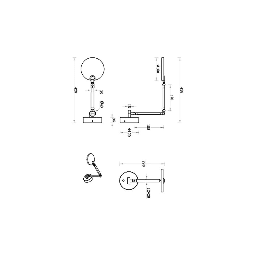 Regina - Lampada da muro orientabile rotonda Fabas Luce - Applique LED 9W dimmerabile CCT (3000K 4000K 5000K 6000K) - Alluminio