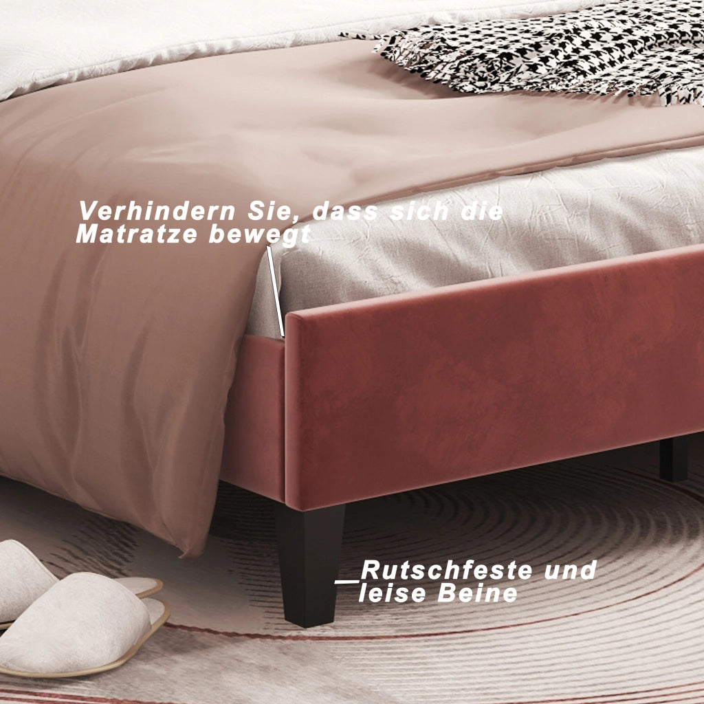 letto imbottito velluto rosso fagiolo 140 x 200 cm