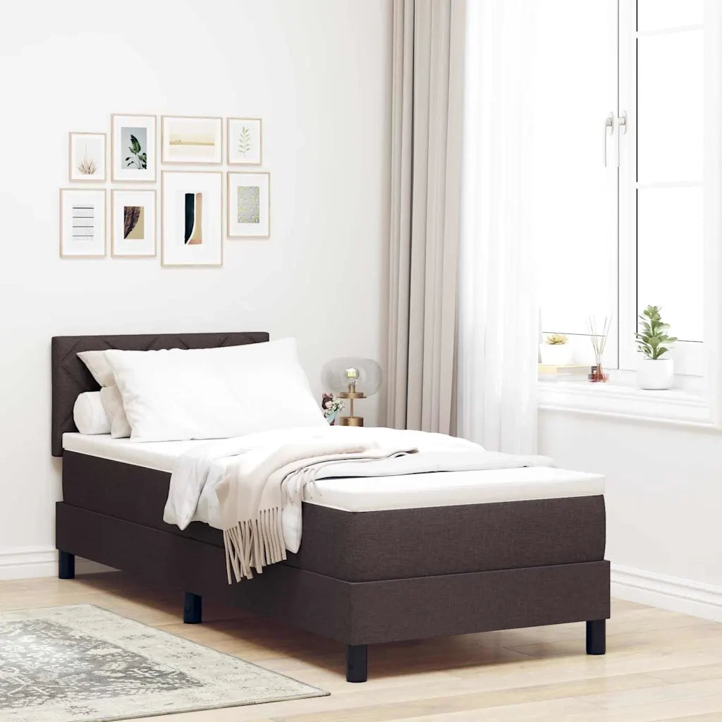Letto a molle con materasso Marrone Scuro 80 x 200 cm Tessuto 3342243