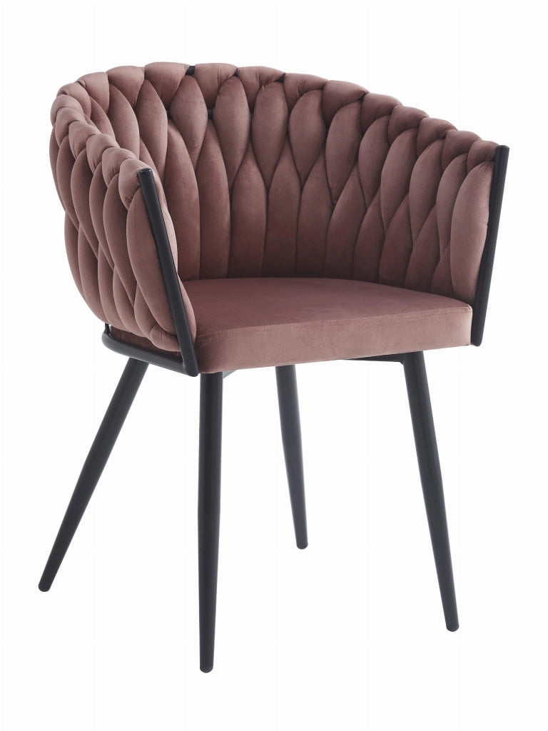Sedia Valora MAYAN in velluto rosa scuro con gambe nere x2