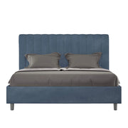 Letto una piazza e mezza senza rete imbottito 130x200 microfibra blu Agueda