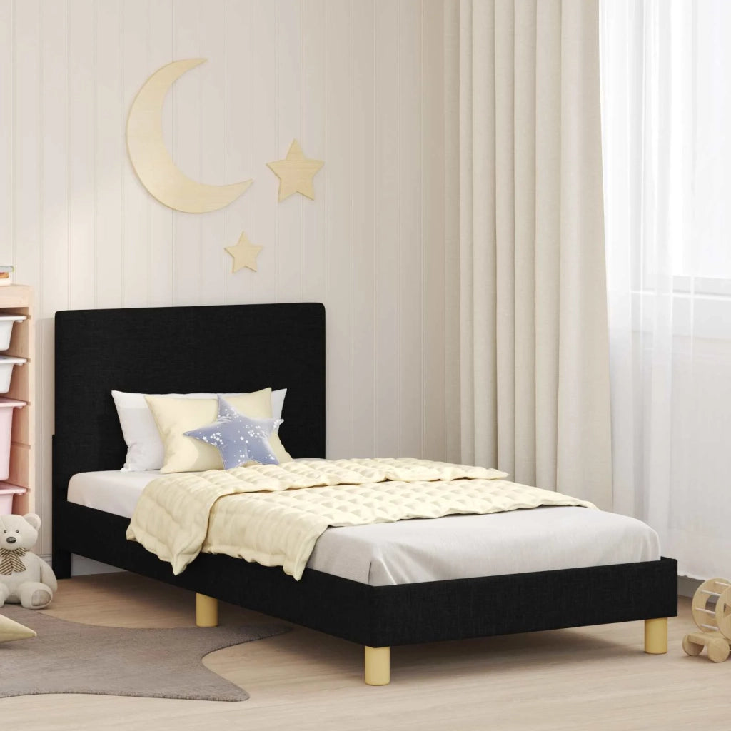 Struttura letto bambini con testata-Giroletto per bambini Nero 90 x 200 cm Tessuto 611354