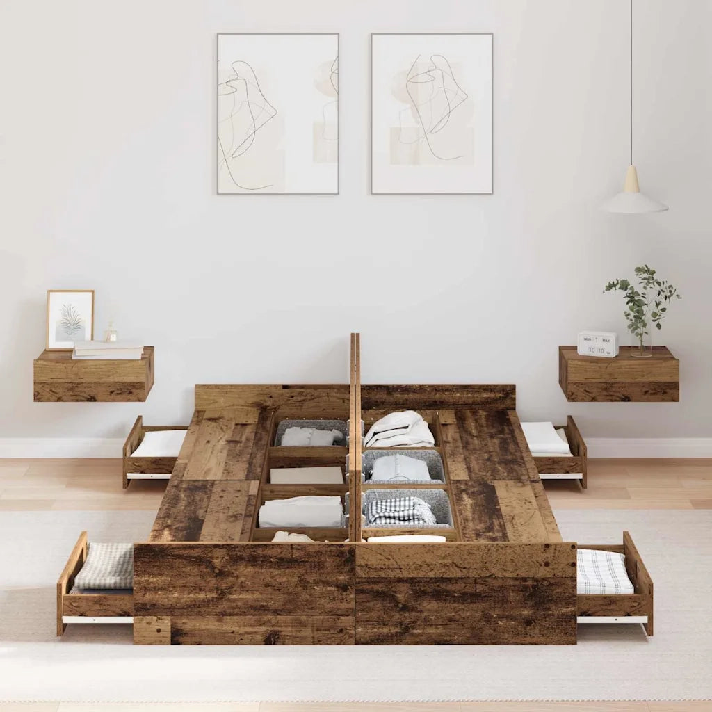 Struttura letto con contenitore Legno vecchio 120 x 190 cm 3335331