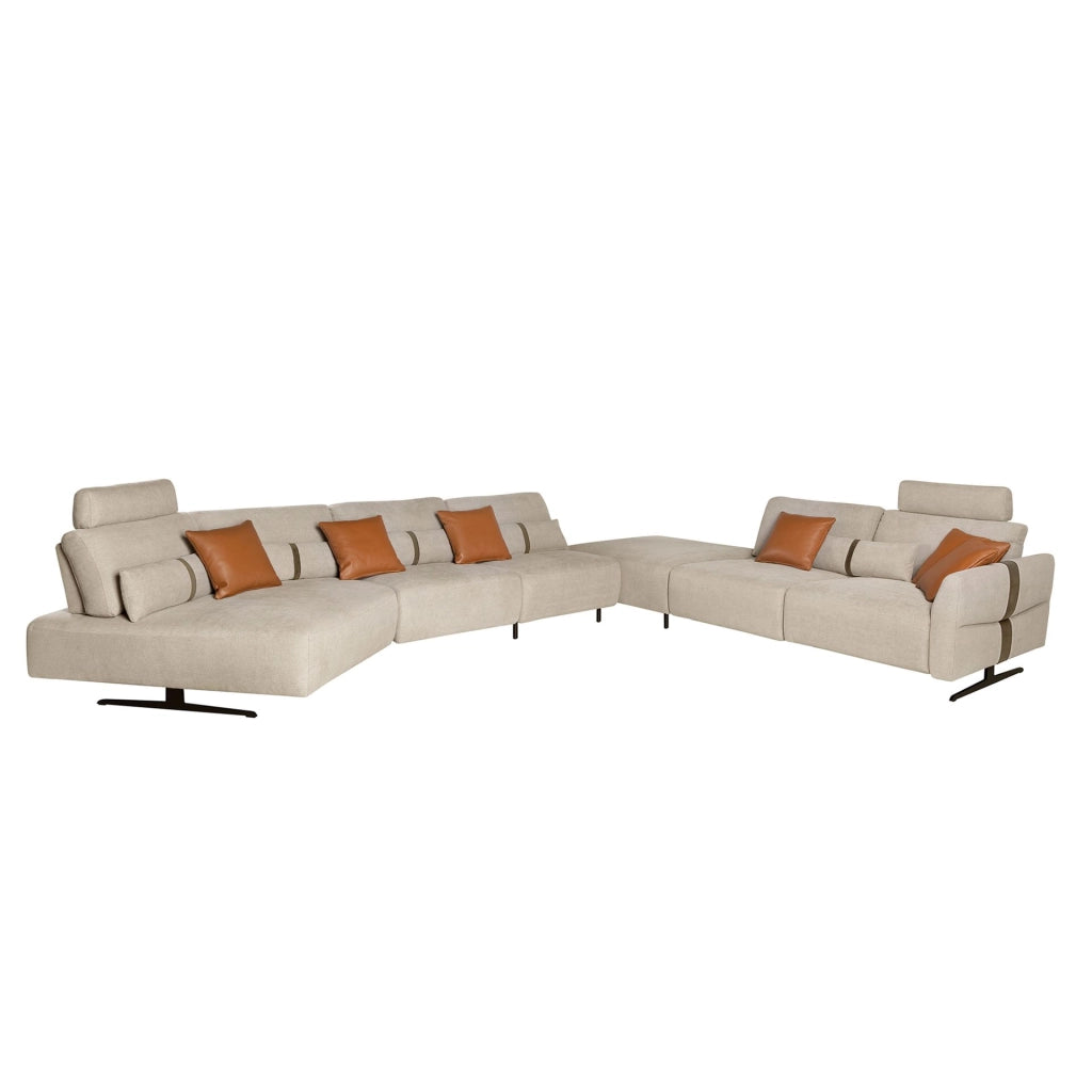 Divano chaise longue relax modulare sinistro in tessuto sabbia