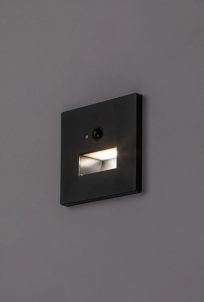 Segnapasso LED incasso Lunca nero quadrato PIR Rabalux