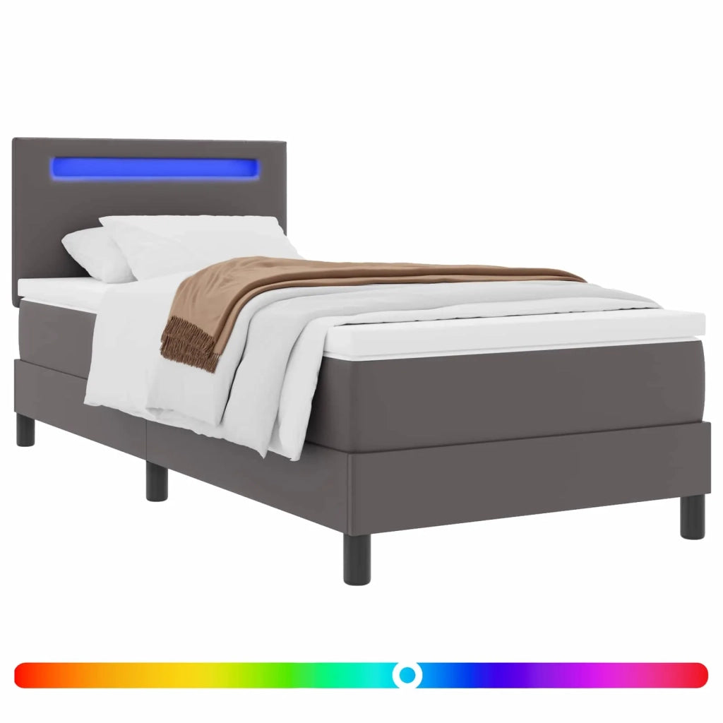 Letto a molle con materasso Grigio 90 x 190 cm Pelle sintetica 3339030