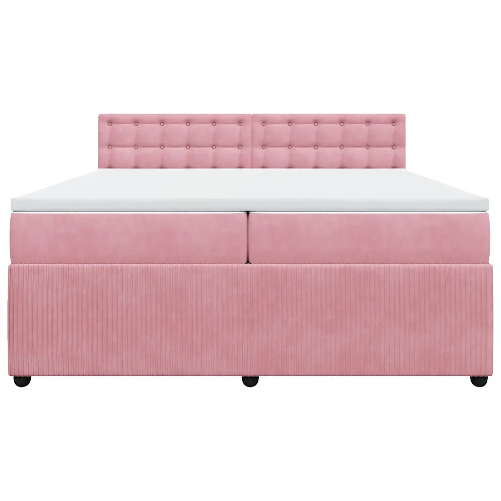 Giroletto a Molle con Materasso Rosa 200x200 cm in Velluto 3287847