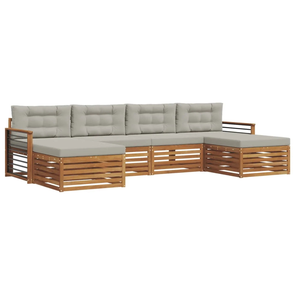 Set divani con cuscino 6 pcs Grigio Naturale e Chiaro 3373911